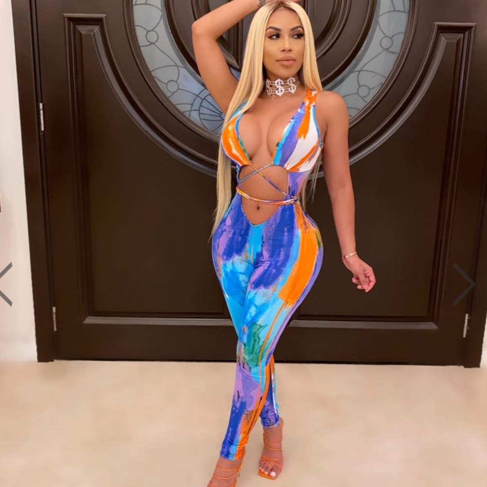 Muli-color tie Jumpsuit